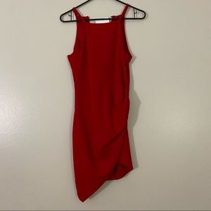 Red Assymetrical Bodycon Dress